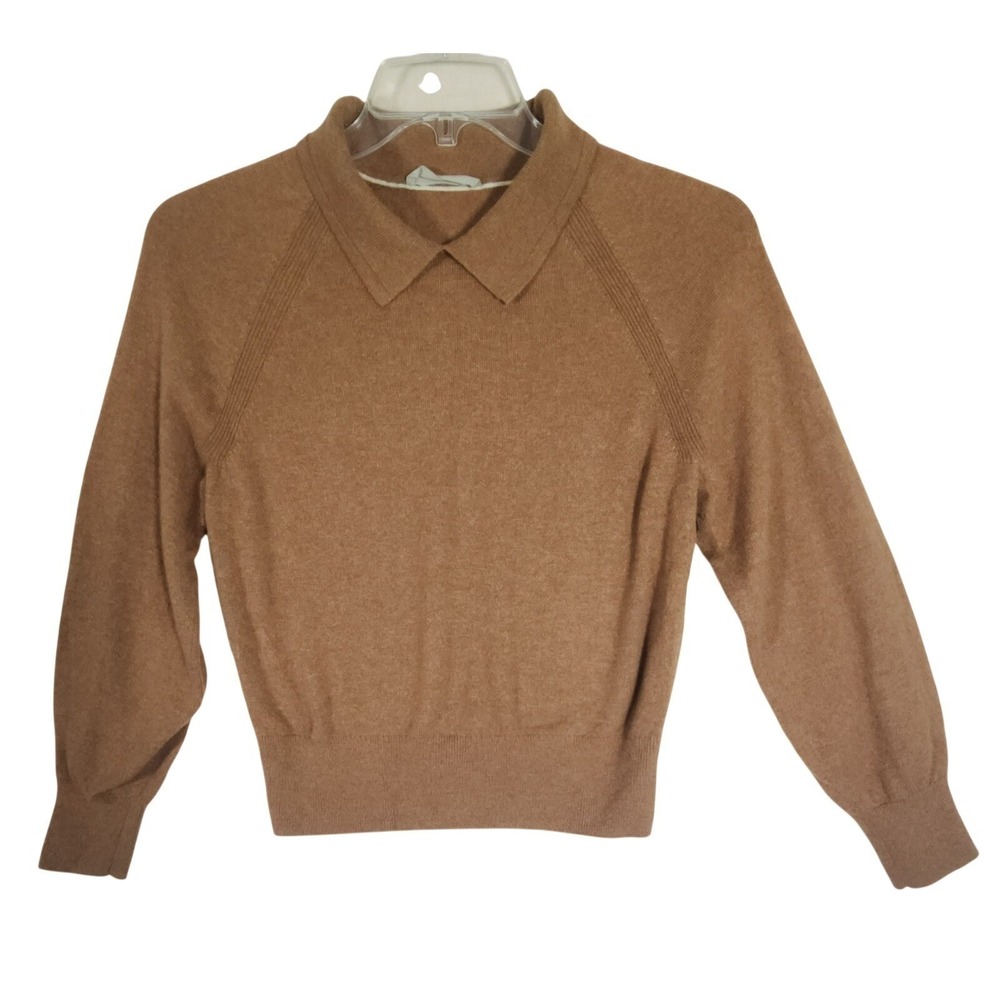 Everlane M The Cashmere Collared Sweater Canvas Minimalist Preppy Luxury Classic